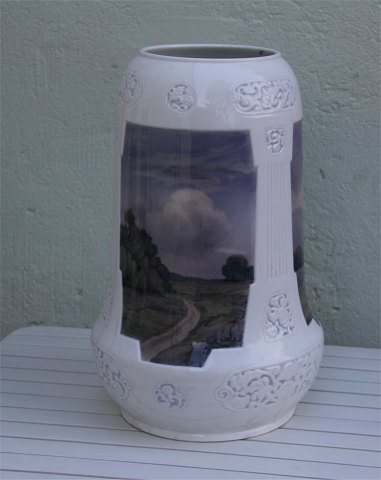 Huge Unique B&G Porcelain 292 Signed vase with landscape paintings by Amalie 
Schou 52 cm