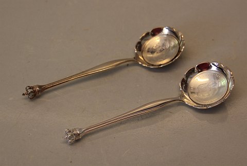 Danish Crown Sterling Silver Spoons with Commemorative Royalty Silver Coin