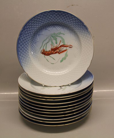 B&G Blue Fish plates 025 Dinner plate 24.5 (325) with gold
