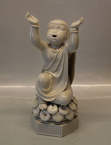 Royal Copenhagen figurine 12458 RC Child arms raised on a stand with Lotus 
Flowers 23.5 cm Young Buddha? ARNO MALINOWSKI