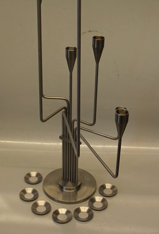 Piet Hein Karlsvognen Seven Armed Candlestick in Stainless Steel 63 cm