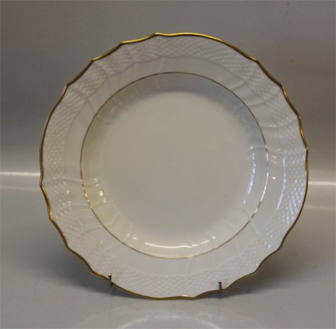 1621-878 Dinner plate (624) 25.5 cm / 9 4/5" Curved #878 Cream with gold rim 
Royal Copenhagen Tableware
