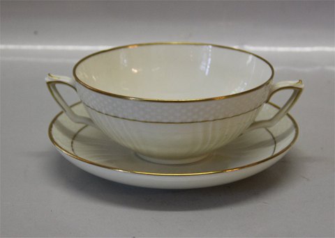 Danish Porcelain # 878  Creame  curved Tableware Cream with gold 1872-878 
Bouillon Cup & saucer 16.7 cm   (107, 109, 110)  45 cl / 15 1/5 oz