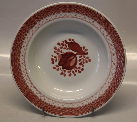 Aluminia Faience Red Tranquebar 1847-13 Soup rim bowl 21 cm
