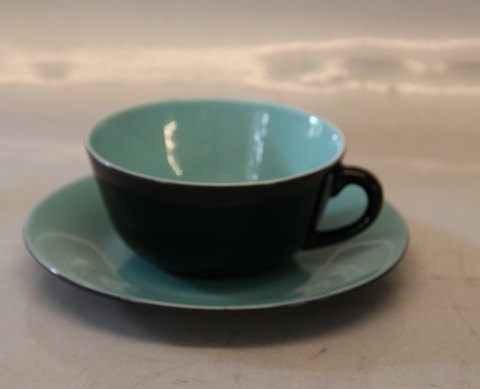 Oestersoe (Baltic Sea) Teacup 5.3 x 10.5 cm & saucer 16 cm green & black
 Retro from Soeholm
