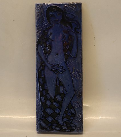 Relief 32.5 x 12 cm Helge Christoffersen Nude Eve Blue Glaze