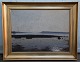 Maleri including nice golden frame 65,5 x 83,5 cm Mariagerfjord The Stone arm