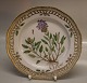 Flora Danica Danish Porcelain
20-3554 Brunella grandiflora Jaeq. Stand for Small Round Fruit Basket/Pierced 
Lunch Plate New # 635. (From the year 1969) 9"