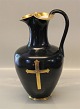 Royal Copenhagen Antique Pitcher black with gold and cross - used for church 
service 32.5 cm Wore on gold see images
