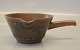 Knabstrup pottery Borwn glazed Gravyboat with handle 8.5 x 23 cm