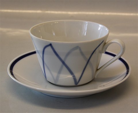 Tea cup 6 x 9 cm with saucer 15 cm Dan-Ild 40 Blue Flame Harlequin 
