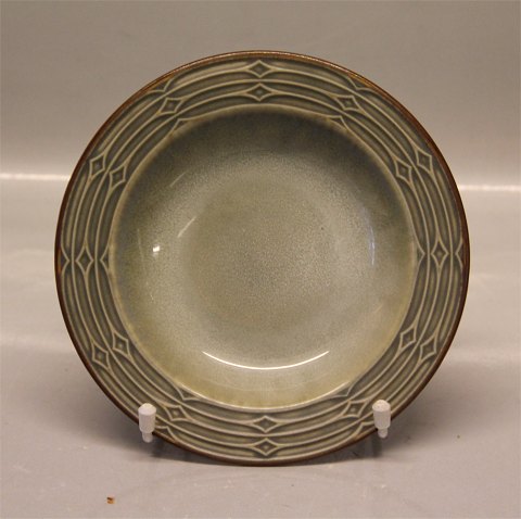 Rune; 323 Small soup rim plate 17.5 cm  Green Nissen Kronjyden B&G Quistgaard  
Stoneware
