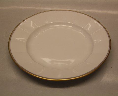 Palads 8549-1535 Middagstallerken 25.5 cm (625) Kongelig Dansk hvid kantet stel 
med dobbelt guldkant