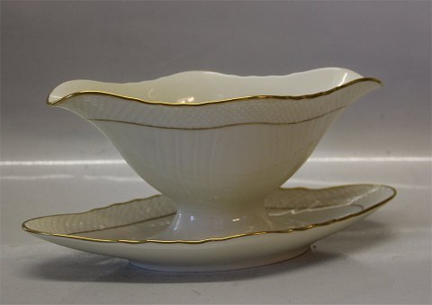 Danish Porcelain # 878  Creame  curved Tableware Cream with gold 1871-878 Sauce 
bowl, oval 4 7/10" x 9 2/5" / 11 x 25 cm