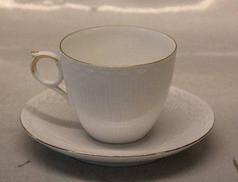 Tradition 1275-756 Kaffekop og underkop  - hvid halvblonde med guldkant  Royal 
Copenhagen