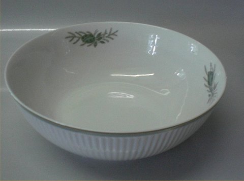 1513-14968 Bowl 7.5 x 21.5 cm Green Melody #1513 Royal Copenhagen White glazed 
ribbed porcelain with green decoration and gold