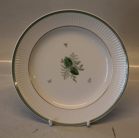 1513-14063 Luncheon plate 21 cm Green Melody #1513 Royal Copenhagen White glazed 
ribbed porcelain with green decoration and gold