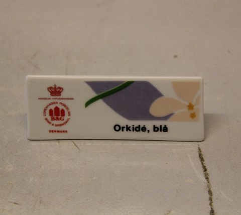 Orkide Blå Bing & Grøndahl Reklame Skilt for Blå Orkide  ca 4 x 10 cm
