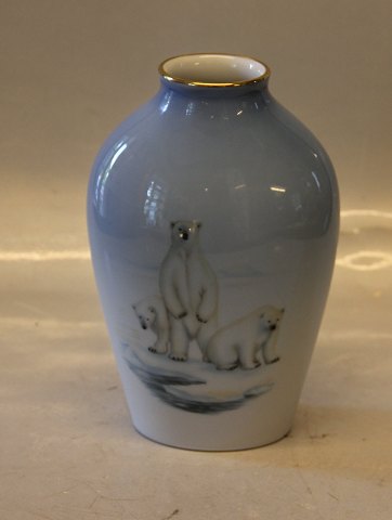 11313-5239 Vase Grønland 18 cm Isbjørne - Nannut B&G Grønlandske motiver 
Kalaallit Nunaanni pingortitaq med guldkant
