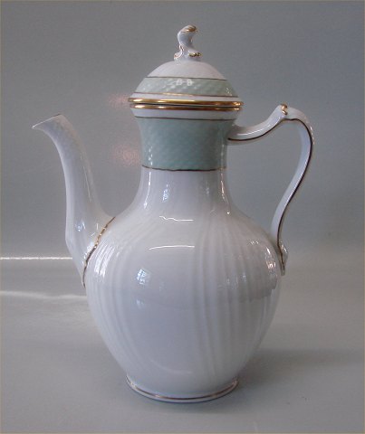 1794-952 Coffee pot 26 cmCurved # 952 Royal Copenhagen Curved tableware with 
green rim