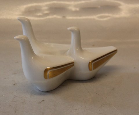 B&G 4204  white & gold Geese group - Agnethe Jørgensen  3.5" / 9 x 16 cm Danish 
Modern design