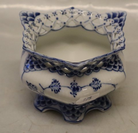 1113-1 Large sugar bowl 8.5 x 12 cm Blue Fluted Full Lace