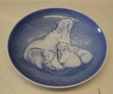 2012 Isbjørnemor med unger 15 cm Bing & Grøndahl Mors dag platte
