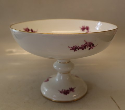 8064-427 Cake dish on high foot 21 cmPurple Danish Porcelain Purpur Flower with 
gold braided Tableware