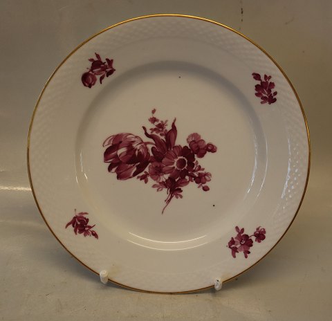 8097-427 Dinner plate  25.5 cm Purple Danish Porcelain Purpur Flower with gold 
braided Tableware