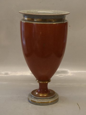212-3377 RC Vase on foot orange & grey 30 x 16.5 cm Royal Copenhagen Craquelé, 
(Crackelure)