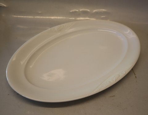 375 Ovalt fad 39 cm, uglasseret relief Royal Copenhagen hvid Magnolia