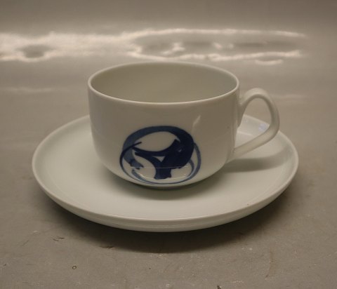 475 Tekop 17,5 cl med underkopper 15,7 cm (103) B&G porcelæn Blå Koppel
