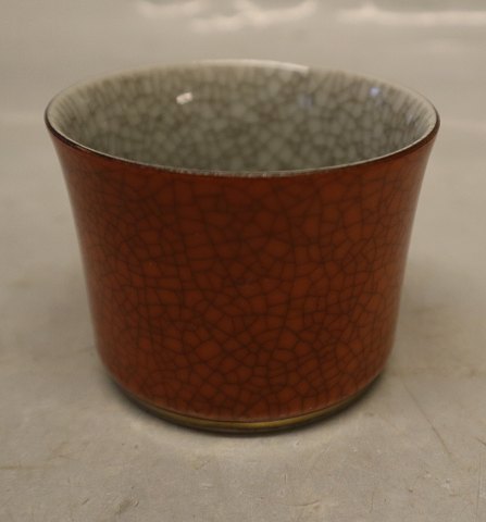 212-3642 Kgl. Orange bæger med gråt og guld 5.7 x 7.5 cm Kongelig Dansk  Craquelé, Craquele