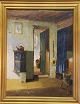 Maleri: Interiør Osvald Rasmussen 51 x 41 cm