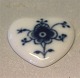 Blue Fluted Danish Porcelain Heart 2 cm
