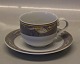 Royal Copenhagen  Grey Magnolia 072-073 Coffee cup 6 x 8 cm and saucer 14,5 cm
