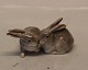 Royal Copenhagen figurine 0518 - 1252 RC Rabbits pair, brown 5 x 10 cm, Arnold 
Krog 1895 Color 1252
