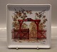 B&G Porcelain B&G 363 - 7030 Square Tray The Red fance 29.5 cm Dyrehaven north 
of Copenhagen