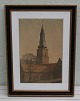 Radering Vilhelm Hammershoi Kirketårnet på Sct Peters Kirke 56 x 42 cm