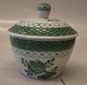 0953-12 Sugar bowl with lid 10 cm Aluminia Faience Green Tranquebar
