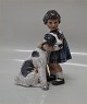 Dahl Jensen figurine 1085 Girl hugging Fox Terrier (DJ) 20 cm
