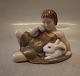 1919 RC Girl with white rabbit 11 x 14 cm Michael Pedersen pre 1923 Royal 
Copenhagen figurine 
