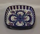 RC Faience 142-2883 Blue Square tray 17 x 17 cm Tenera. Signed MJ  Marianne 
Johnson Aluminia Copenhagen Tenera Faience